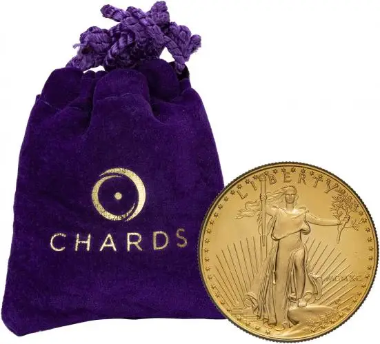 1990 1 oz Gold Coin Eagle Bullion with Chards velvet bag