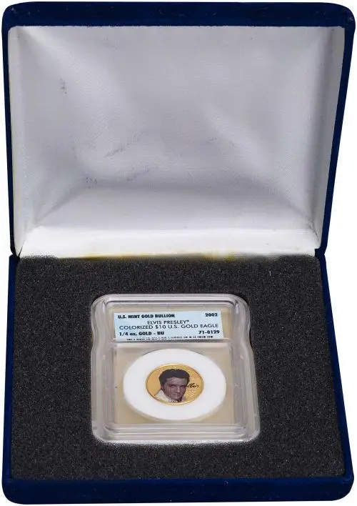 2002 Gold Bullion Ungraded 0.25 Ounce Eagle Elvis Presley $10 Coin Single United States of America in presentation box