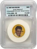 2002 Gold Bullion Ungraded 0.25 Ounce Eagle Elvis Presley $10 Coin Single United States of America reverse in slab
