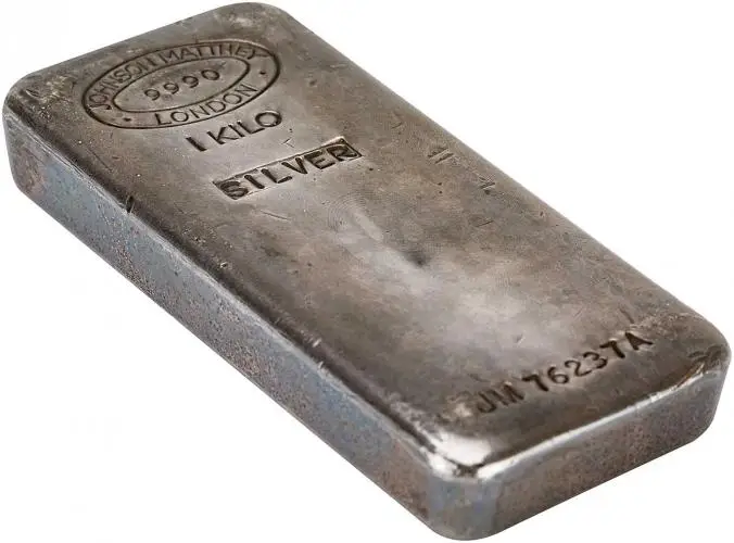Silver 1 Kilogram  Bar Without Cert Pre-Owned Johnson Matthey side view