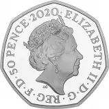 2020 Silver Proof Tales of the Earth The Dinosauria Collection Megalosaurus Coloured 50 Pence obverse