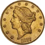 1877 Gold $20 Double Eagle Coin Coronet Head Philadelphia Mint