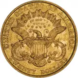 1877 Gold $20 Double Eagle Coin Coronet Liberty Head Philadelphia Mint aVF Reverse