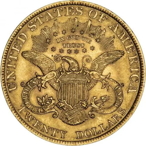 1900 Gold Graded Double Eagle US Dollar $20 Coin Single United States of America Philadelphia Mint Liberty/Coronet Head gVF aEF Reverse