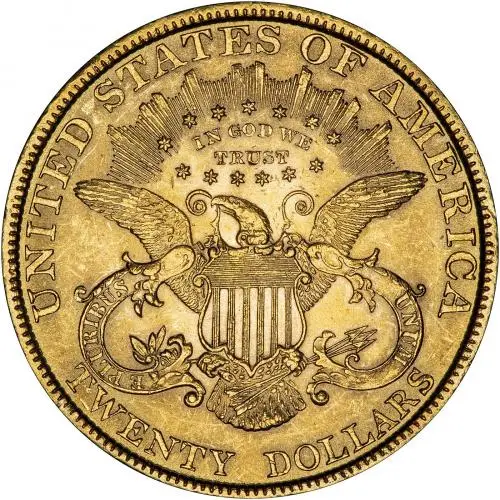 1896 Gold Graded Double Eagle US Dollar $20 Coin Single United States of America Philadelphia Mint Liberty/Coronet Head VF reverse