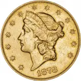 1878 Gold $20 Double Eagle Coin Coronet Head San Francisco Mint