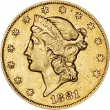 1881 Gold $20 Double Eagle Coin Coronet Head San Francisco Mint