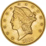 1889 Gold $20 Double Eagle Coin Coronet Head San Francisco Mint