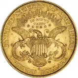 1889 Gold $20 Double Eagle Coin Coronet Head San Francisco Mint VF gVF reverse