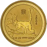 2004 Year of the Monkey Perth Mint Lunar 0.1 oz Gold Bullion Coin