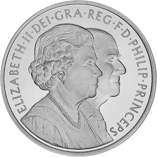 2007 Platinum Proof Diamond Wedding 5 pounds Crown Coin Single United Kingdom The Royal Mint Obverse design