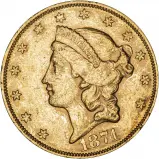 1874 Gold $20 Double Eagle Coin Coronet Head Philadelphia Mint Obverse gFine