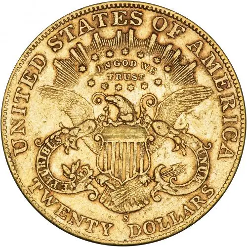 1905 Gold $20 Double Eagle Coin Coronet Head San Francisco Mint Reverse gFine