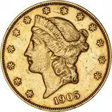 1905 Gold $20 Double Eagle Coronet Head San Francisco Mint