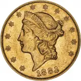 1882 Gold $20 Double Eagle Coin Coronet Head San Francisco Mint