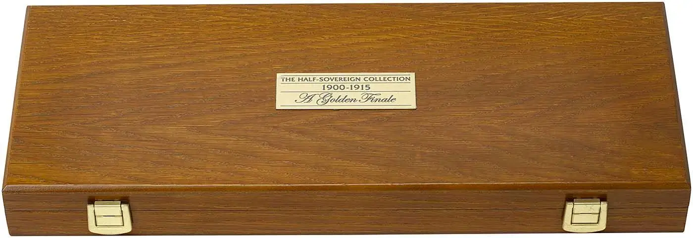 1900 - 1915 Gold Uncirculated Half Sovereign A Golden Finale Coin Sets United Kingdom The Royal Mint 16 Coins closed box