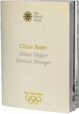 2012 London Olympics Faster, Higher, Stronger 9-Coin Gold Proof Set single booklet