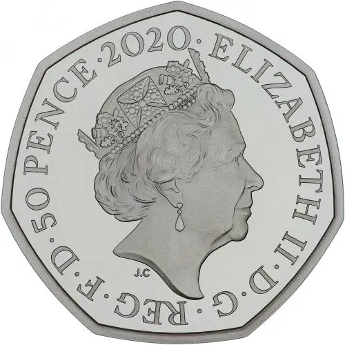 2020 Tales of the Earth: The Dinosauria Collection - Hylaeosaurus Coloured Silver Proof 50 Pence Coin obverse