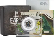 2020 Tales of the Earth: The Dinosauria Collection - Hylaeosaurus Coloured Silver Proof 50 Pence Coin in box