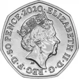 2020 Tales of the Earth: The Dinosauria Collection - Hylaeosaurus B.U. 50 Pence Coin obverse