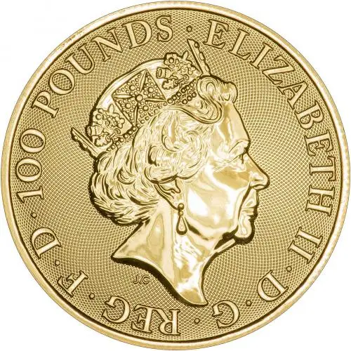 2019 Gold BU Royal Arms Pound Sterling £100 Coin Single United Kingdom The Royal Mint obverse