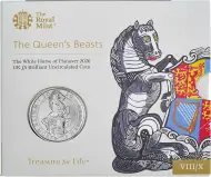 2020 £5 BU Queen's Beasts White Horse of Hanover in Folder
