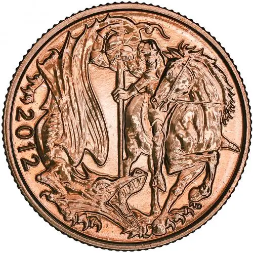 2012 Gold Sovereign Diamond Jubilee 'Struck on the Day' Coin reverse chards image