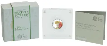2017 Silver Proof Beatrix Potter Elizabeth II Mr Jeremy Fisher  display
