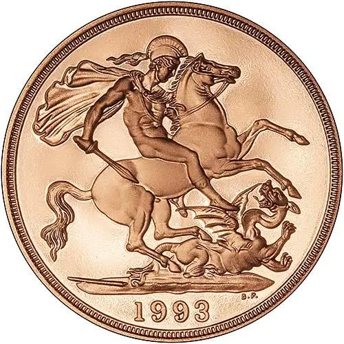 1993 Whole Coin Set Sovereign - Four (4) Coins Gold Proof The Pistrucci Centenary Collection Reverse