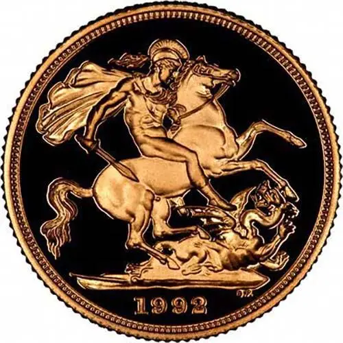 1992 UK Gold Sovereign Proof - Reverse Design