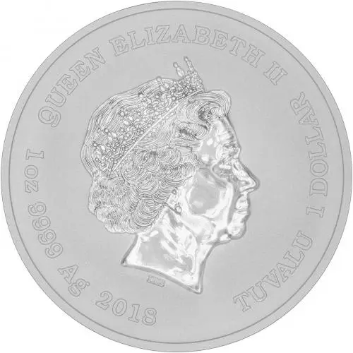 2018 Silver BU 1 Ounce Marvel Black Panther $1 Coin Tuvalu Perth Mint obverse