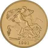 1991 Whole Coin Set Sovereign - Four (4) Coins Gold Proof Reverse