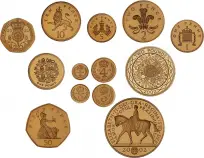 2002 Golden Jubilee 13-Coin Gold Proof Coin Set reverse designs