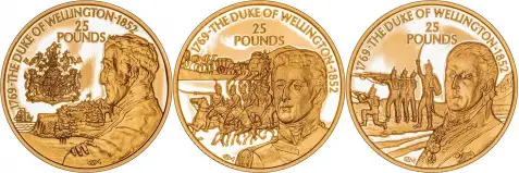 2002 Gold Proof Duke of Wellington Channel Islands - 3 Coin Set Without Box Without Cert