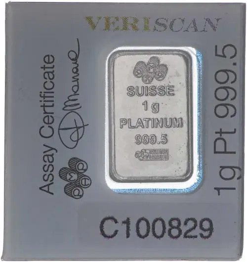 Platinum 1 Gram Bar Single Pre-Owned PAMP Suisse obverse