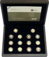 2008 Gold £1 Proof Coin Set - 25th Anniversary - 14 Coins