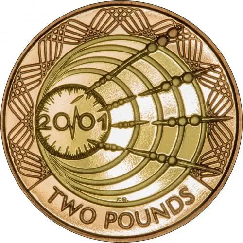 2001 Gold Proof Two Pounds Reverse