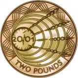 2001 Gold Proof Two Pounds Reverse