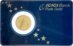 5g Minted ICICI Bank Gold Bullion Round Bar In Card - Pre-Owned