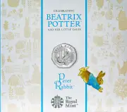 2020 Base Metal BU Beatrix Potter Elizabeth II Peter Rabbit Pound Sterling 50 Pence Coin United Kingdom The Royal Mint in sleeve