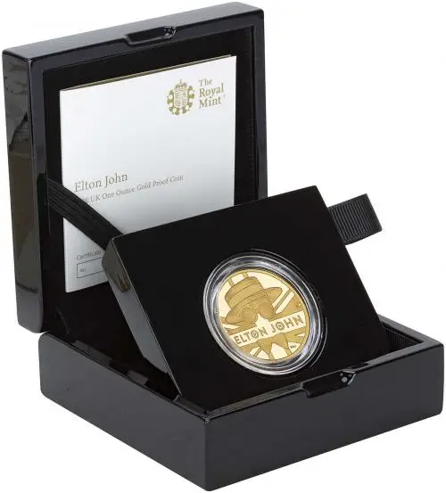 2020 Elton John - Music Legends 1 oz Gold Proof Coin side view