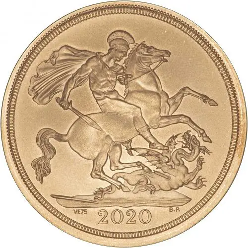 2020 75th Anniversary of VE Day Strike-on-the-Day Gold Sovereign reverse
