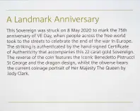 2020 75th Anniversary of VE Day Strike-on-the-Day Gold Sovereign insert