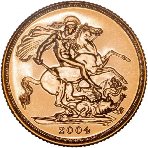 2004 Gold Sovereign Elizabeth II Bullion Coin - In Sleeve Reverse Design