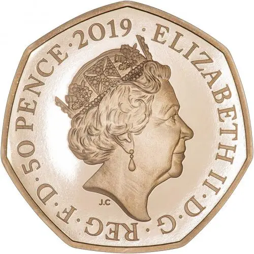 2019 The Snowman Gold Proof 50 Pence Coin obverse