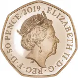 2019 The Snowman Gold Proof 50 Pence Coin obverse