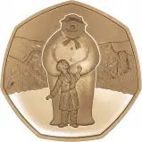 2019 The Snowman Gold Proof 50 Pence Coin reverse