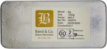 1 Kg Silver Bar Baird - Cast reverse
