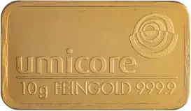 Umicore 10g Minted Gold Bullion Bar Loose - Pre-Owned