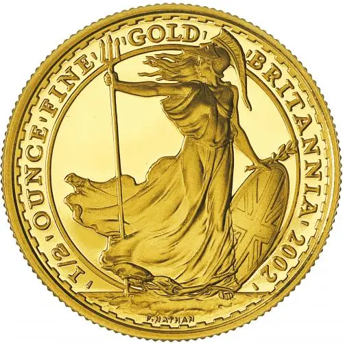 2002 Gold Proof 0.5 Ounce Britannia Coin - In Capsule reverse